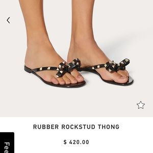 Valentino Black Bow Flip Flops Sandals Rubber Rockstud Thong
